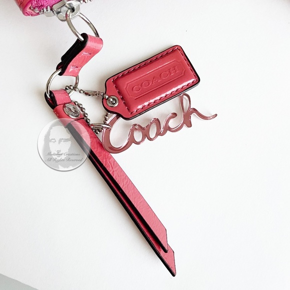 Coach Tote Bag Laura Style F18900 Pink Patent Leather with CC Logo - Picture 10 of 11